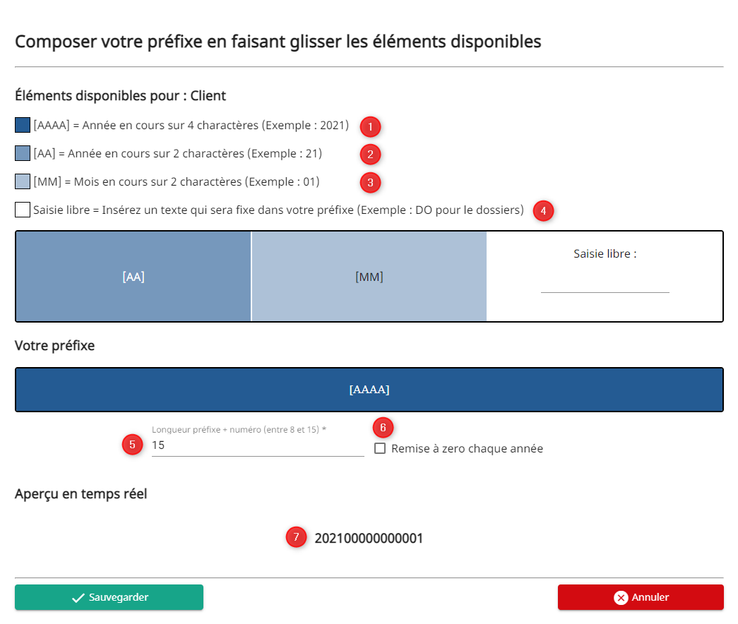 Paramétrage des compteurs