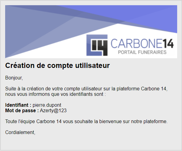 Email création compte