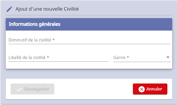 Page créer civilités