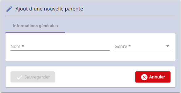 Ajout parenté