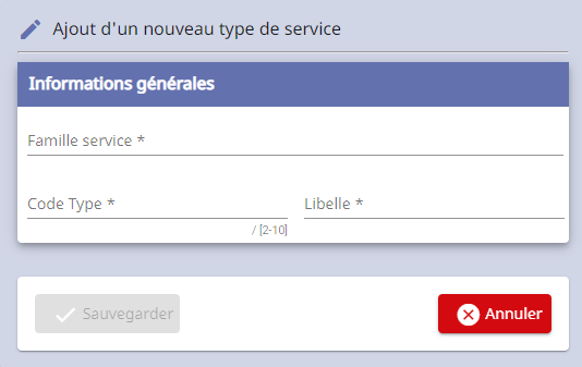 Ecran types de services