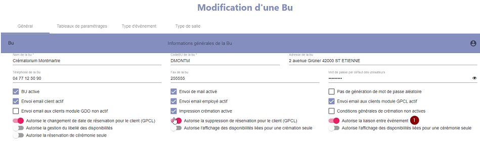 Configuration bu