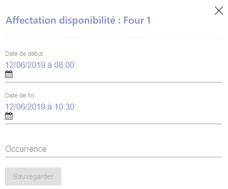 Création d'une disponibilite non occurente